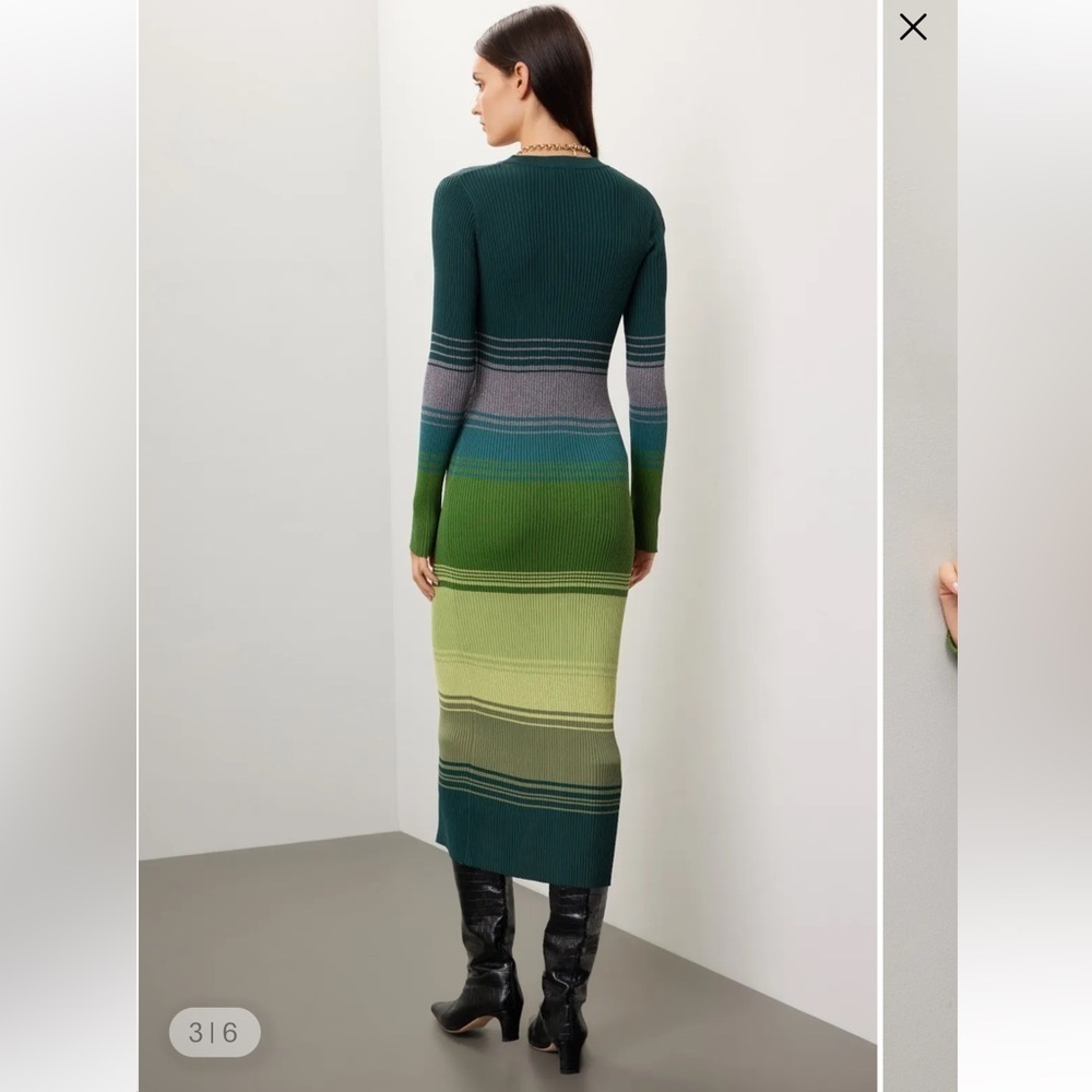 Staud pine forest shoko Striped multi Green Knit Dress - Picture 3 of 14